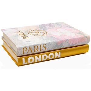 Set 2 Decorative Books for Home Modern Gold Hardcover Stack Coffee Table Decor